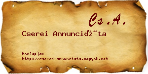 Cserei Annunciáta névjegykártya